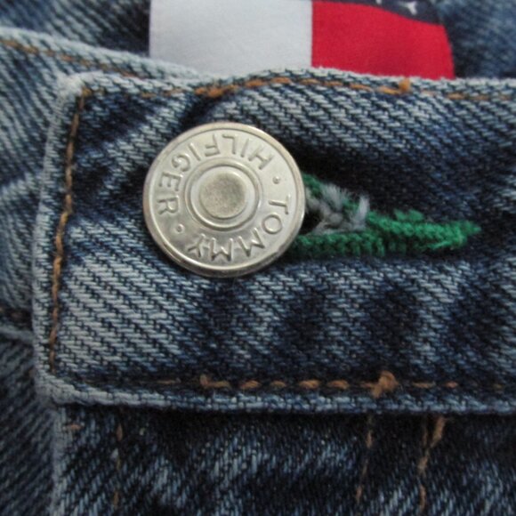 TOMMY HILFIGER WOMEN'S SIZE 6 X 27 JEANS STONE WASHED PERFECT T SPELLOUT FLAG 90 - Picture 5 of 16